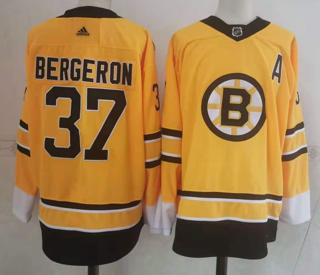 Adidas Men Boston Bruins #37 Bergeron Authentic Stitched yellow NHL Jersey->boston bruins->NHL Jersey